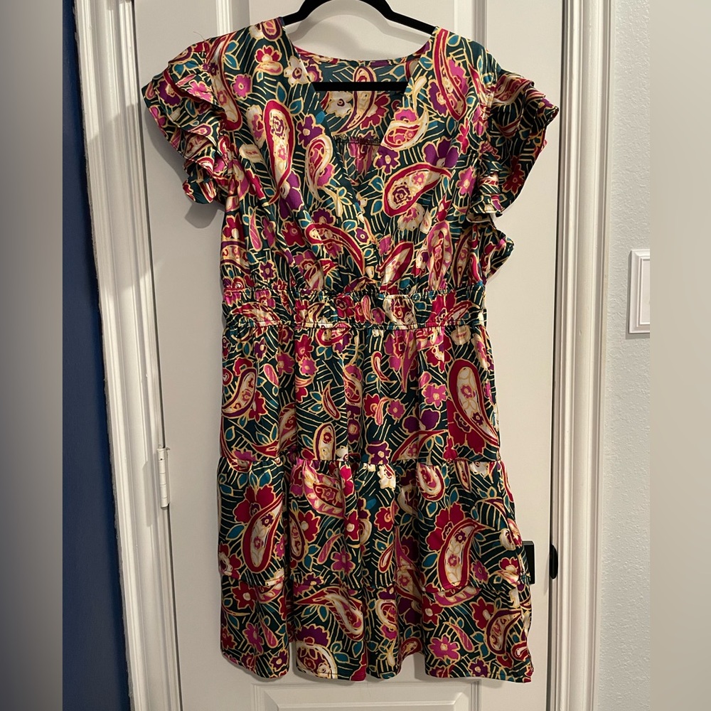 Boutique cap sleeve mini dress, Silk, L